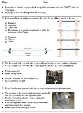Weight lifting safety activity
