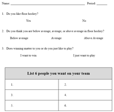 Survey for Student Leagues in PE